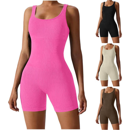Women'S Short Tracksuit Yoga Set One-Piece Sportswear Women'S Gym Workout Clothes Fitness Stretch Bodysuit Yoga Suit